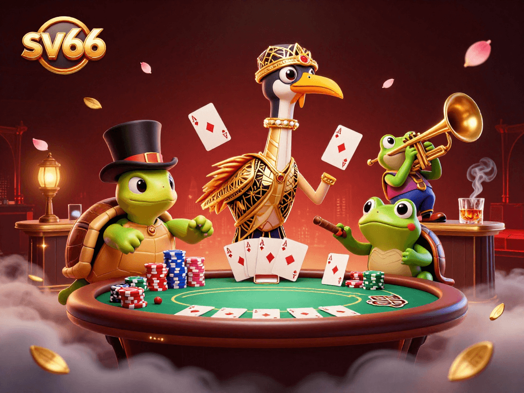 Experience thrilling gameplay at sv66 with a vibrant casino scene showcasing card action.