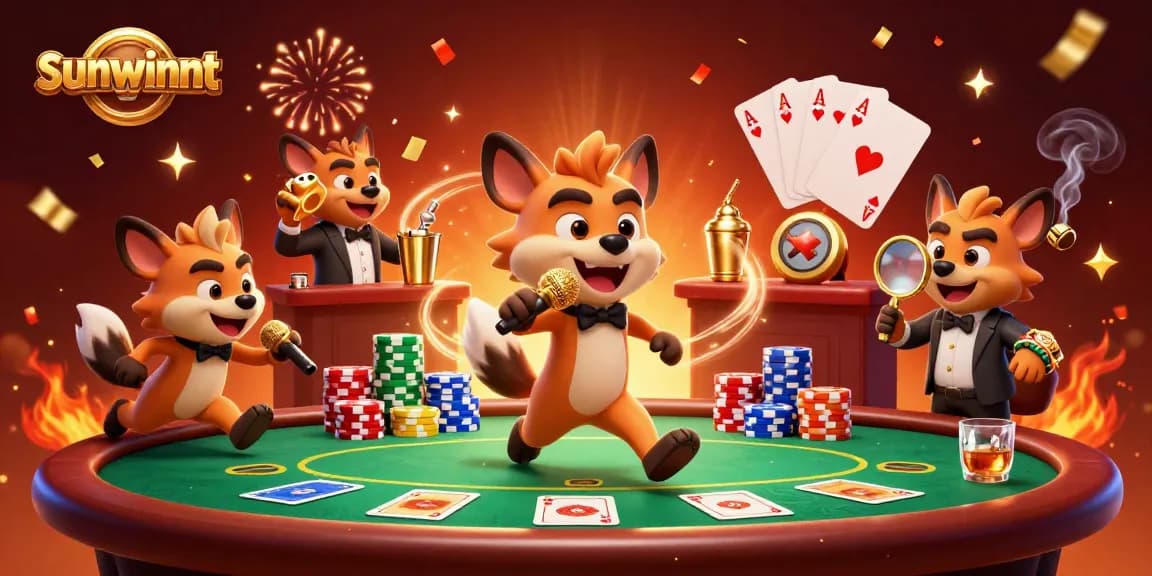 sunwinnt showcases animated hyenas in a comedic casino scene mixing drinks and telling jokes.