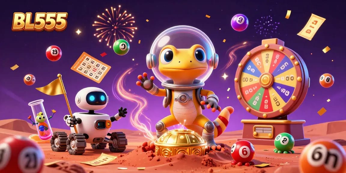 Experience the excitement of BL555 with a Martian gecko uncovering a golden casino on Mars.