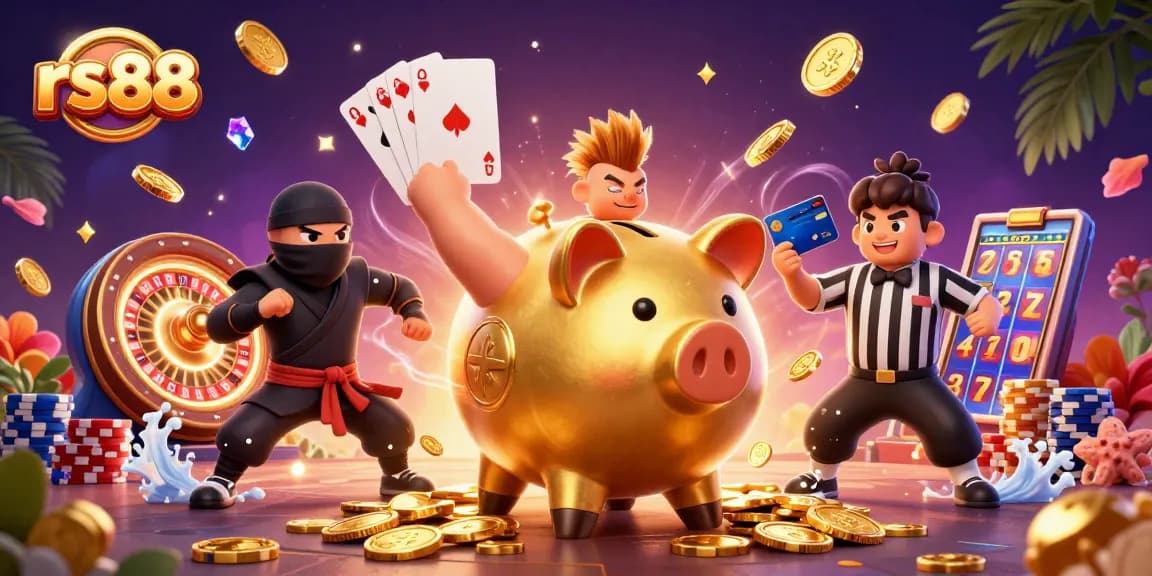 Experience the thrilling action of rs88 with coins flying in a dynamic casino scene.