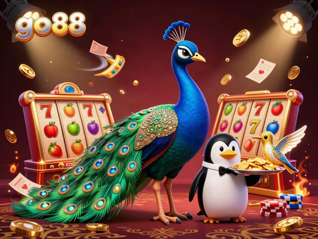 Experience vibrant casino gameplay with go88, featuring colorful slot reels and dynamic characters.