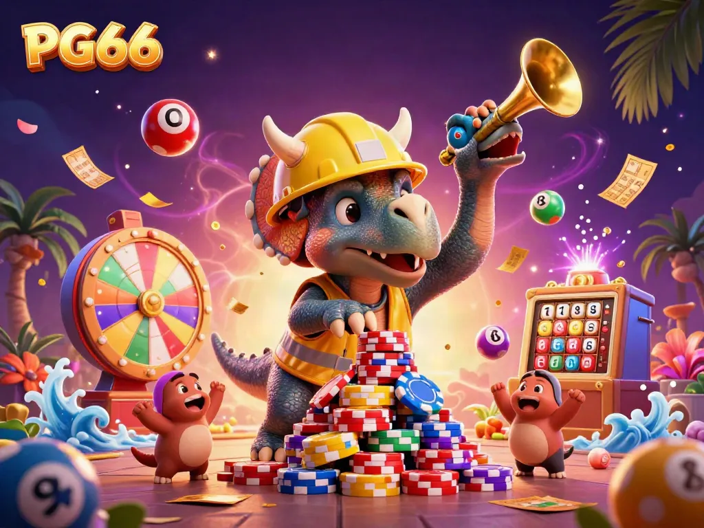 Win big at PG66 with exciting casino games, dynamic lottery balls, and vibrant celebrations.
