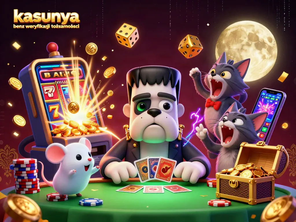 Catching jackpots at kasyna online bez weryfikacji tożsamości with card-dealing bulldog and playful werewolf kitten