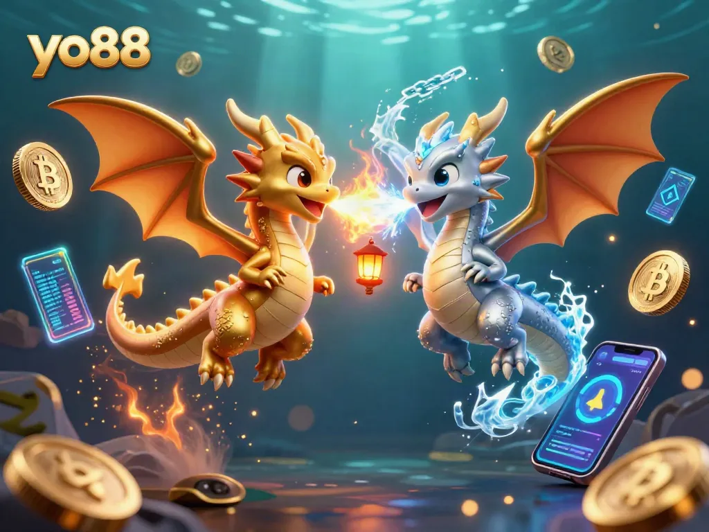 Join the adventure at yo88 with fire and ice dragons in a vibrant casino-themed world!