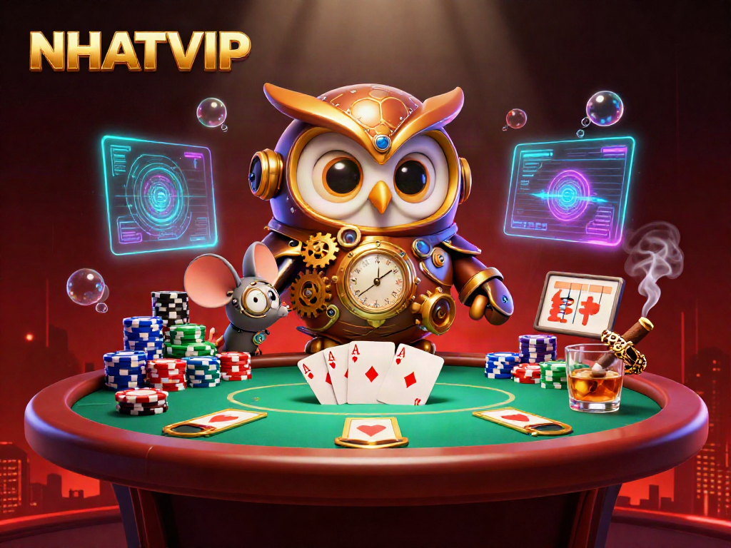 Experience the thrilling NHATVIP casino adventure with vibrant characters and dynamic gameplay elements.