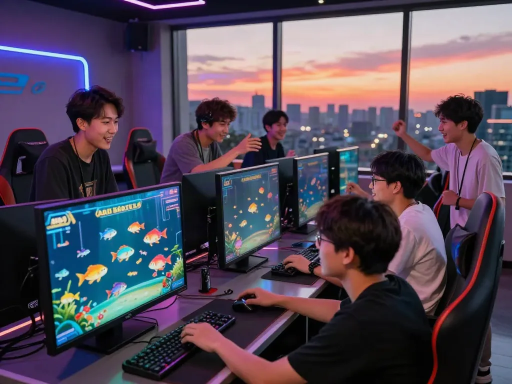 Players enjoying lại là Bắn cá đổi thưởng in an inviting gaming environment with animated visuals.