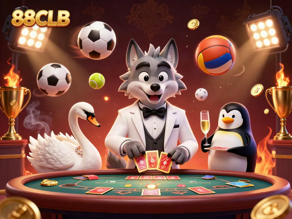 Experience thrilling gameplay at 88CLB with charming characters at a baccarat table.