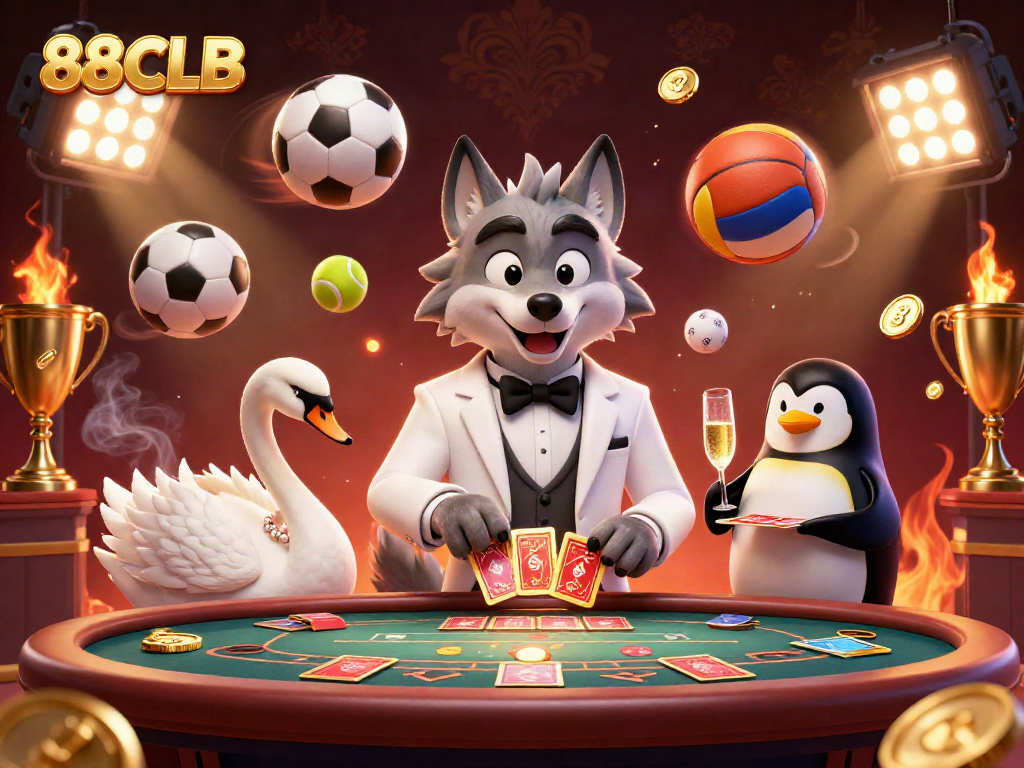 Experience thrilling gameplay at 88CLB with charming characters at a baccarat table.