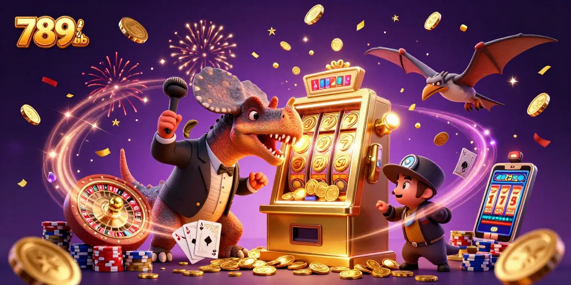 Experience thrilling wins at 789club with cartoon characters interacting with a vibrant casino scene.