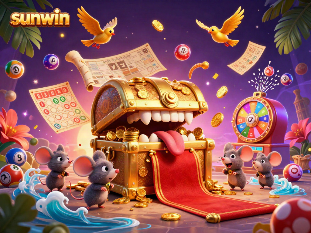Experience sunwin's exciting gaming adventure with dynamic lottery elements and vibrant characters.