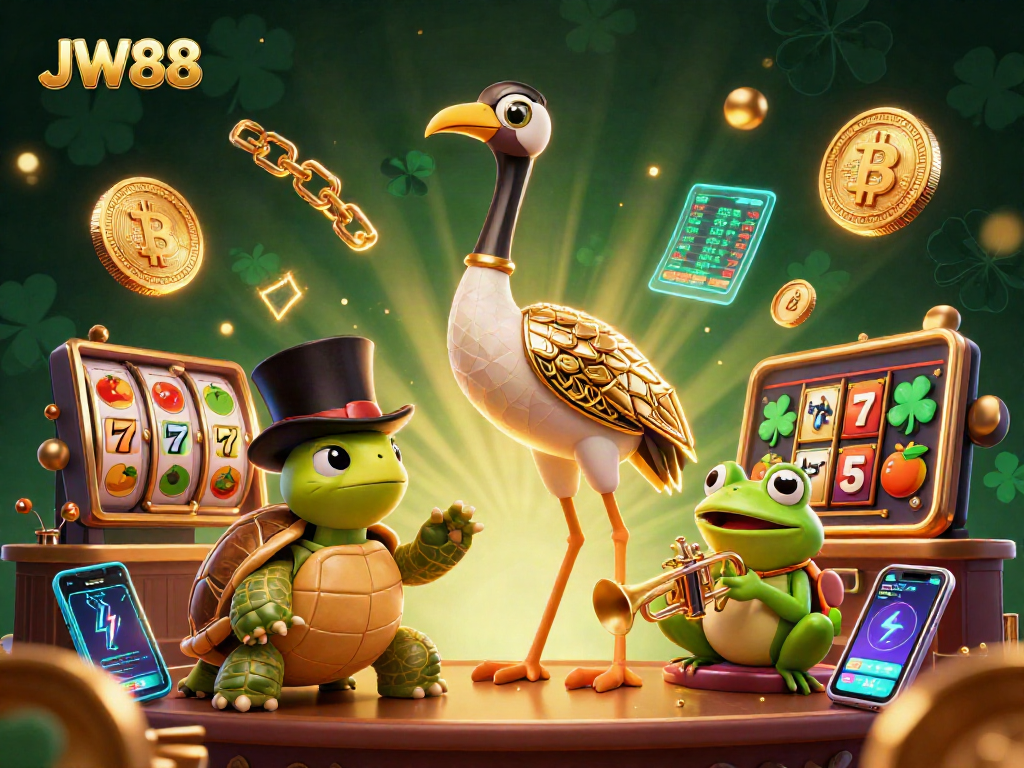 Experience JW88's vibrant casino scene with lively characters and dynamic game elements.