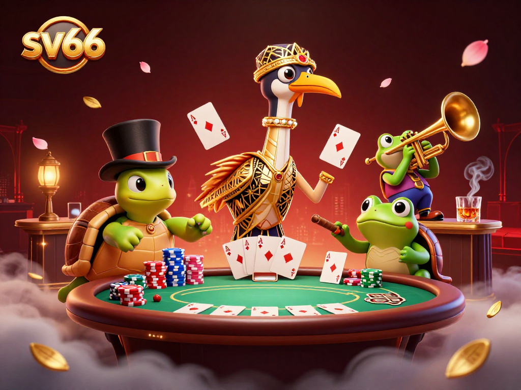 Experience thrilling gameplay at sv66 with a vibrant casino scene showcasing card action.