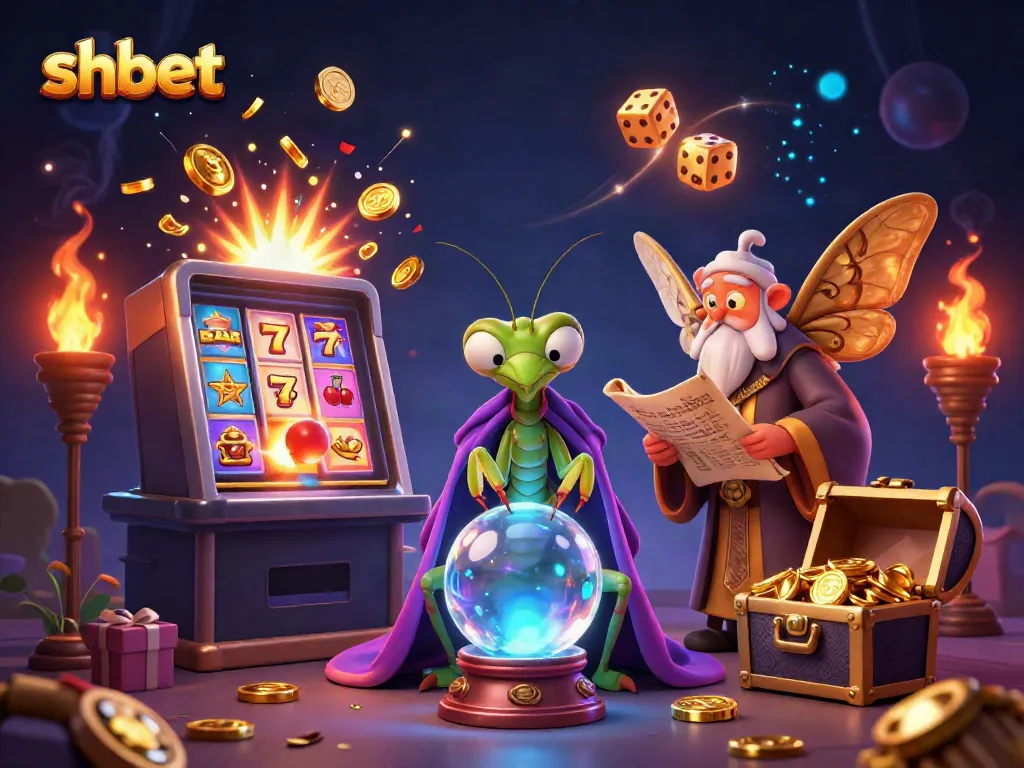 Experience the exciting world of shbet with a vibrant casino illustration showcasing fortune telling and jackpots.
