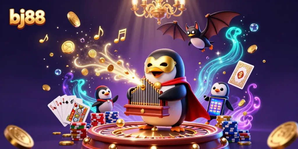 Experience exciting gameplay with bj88, showcasing a vibrant scene of gambling elements and characters.