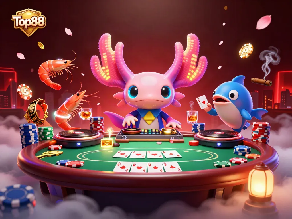 Experience the excitement of Top88 casino games with vibrant characters in a lively 3D scene.