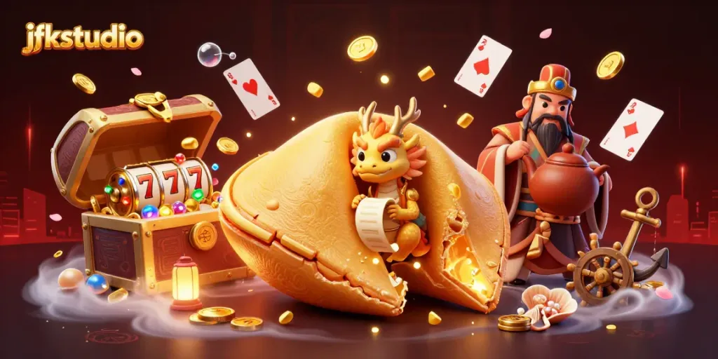 Engage with jfkstudio's captivating online casino world filled with dynamic fortune symbols and game elements.