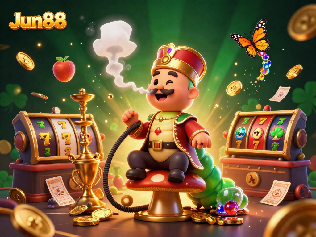 Experience Jun88's captivating online casino environment with vibrant gaming elements and a magical atmosphere.