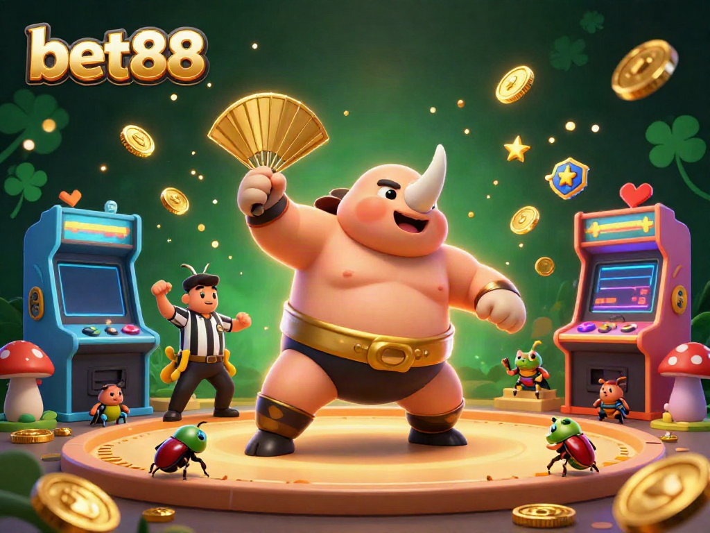 Experience excitement, winning bets, and jackpots with bet88 in a vibrant 3D casino scene.
