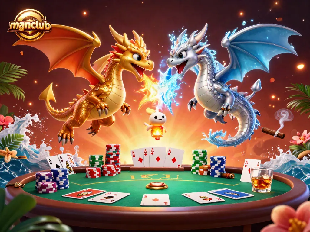 Engage in thrilling gameplay at manclub with vibrant dragons and poker excitement.