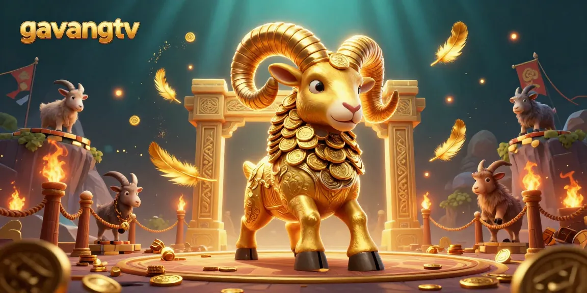 Witness the action of gavangtv with a golden ram charging through a dynamic digital gambling scene.