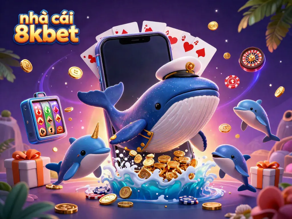 Experience the thrill of nhà cái 8kbet with lively casino characters amidst a vibrant gaming atmosphere.