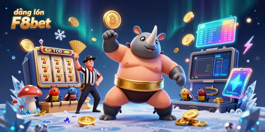 Experience the excitement of đăng nhập F8bet with thrilling casino activities illustrated in a dynamic scene.