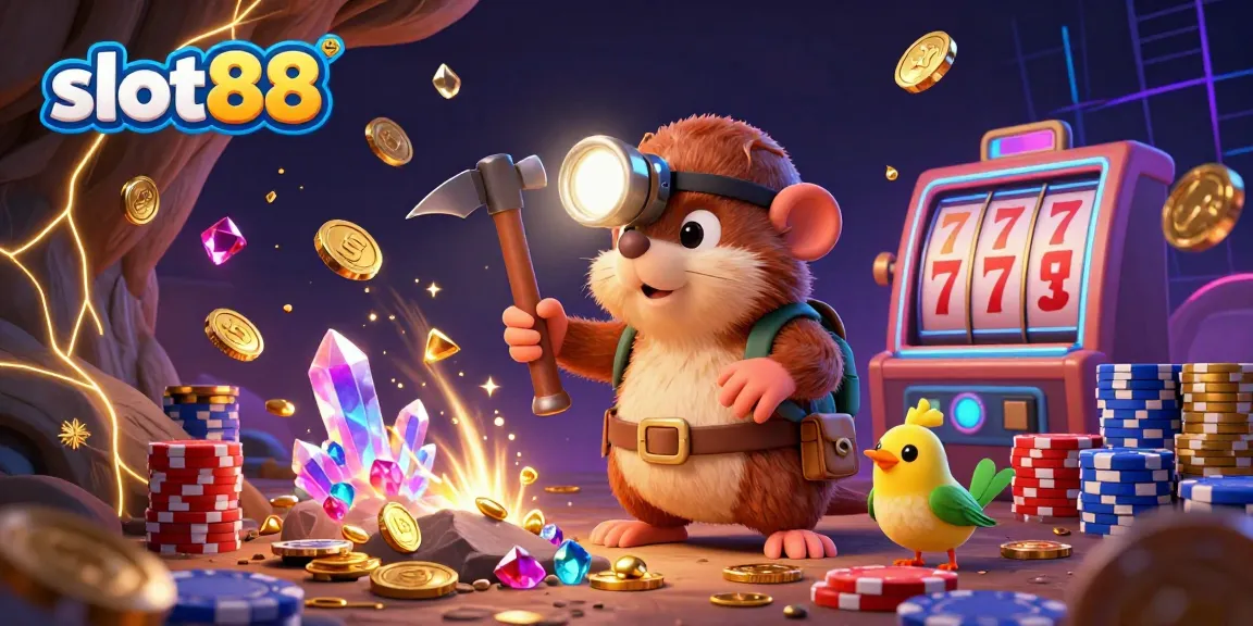 Slot88 menawarkan pengalaman menarik dengan karakter penambang dan elemen slot yang memukau.
