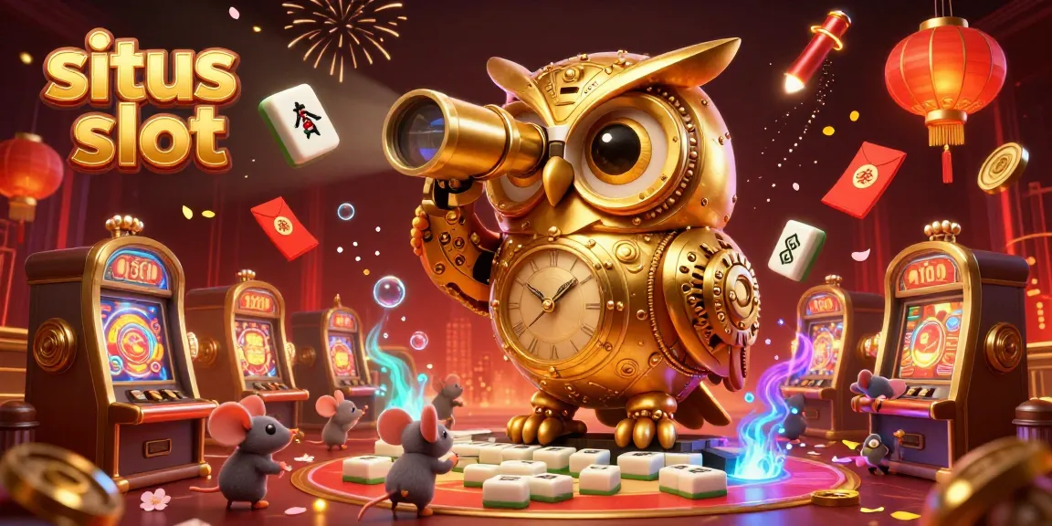 Permainan di situs slot dengan hiasan angsa emas dan tikus mekanik, menciptakan suasana judi yang meriah.