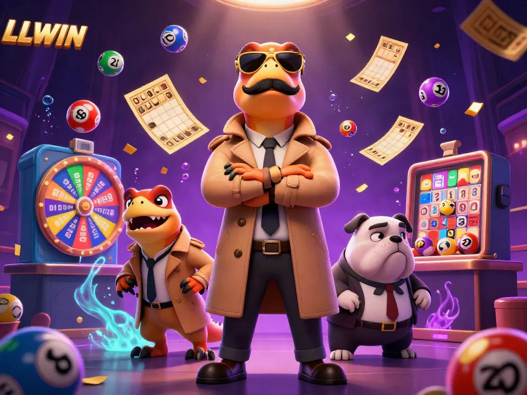 LLWIN raptors in disguise attempting to enter a VIP casino lounge amidst vibrant gaming elements.