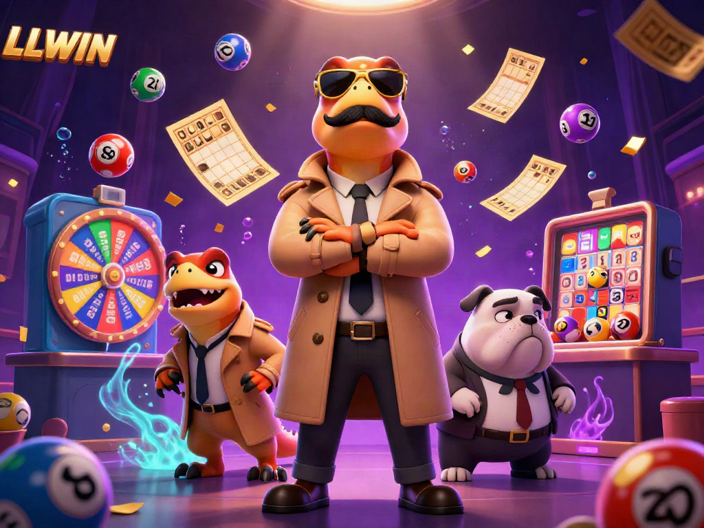 LLWIN raptors in disguise attempting to enter a VIP casino lounge amidst vibrant gaming elements.