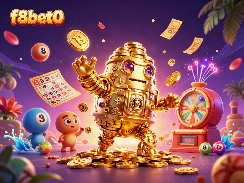 Experience vibrant excitement at f8bet0 with a dynamic 3D casino scene bursting with action and games.