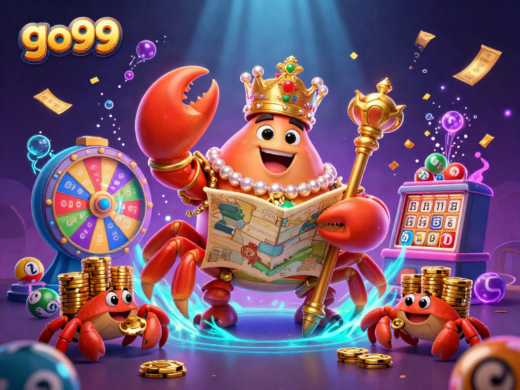 Engage with vibrant entertainment at GO99 where the golden crab emperor showcases gaming excitement.