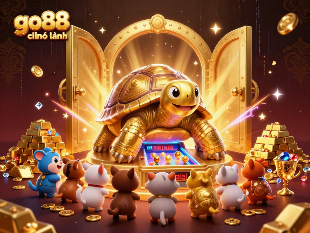 Engage in the excitement of go88 chính hãng with a vibrant scene of animated characters and gold treasures.