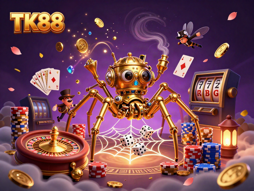 Win at TK88 with this immersive illustration of a steampunk-themed casino adventure.
