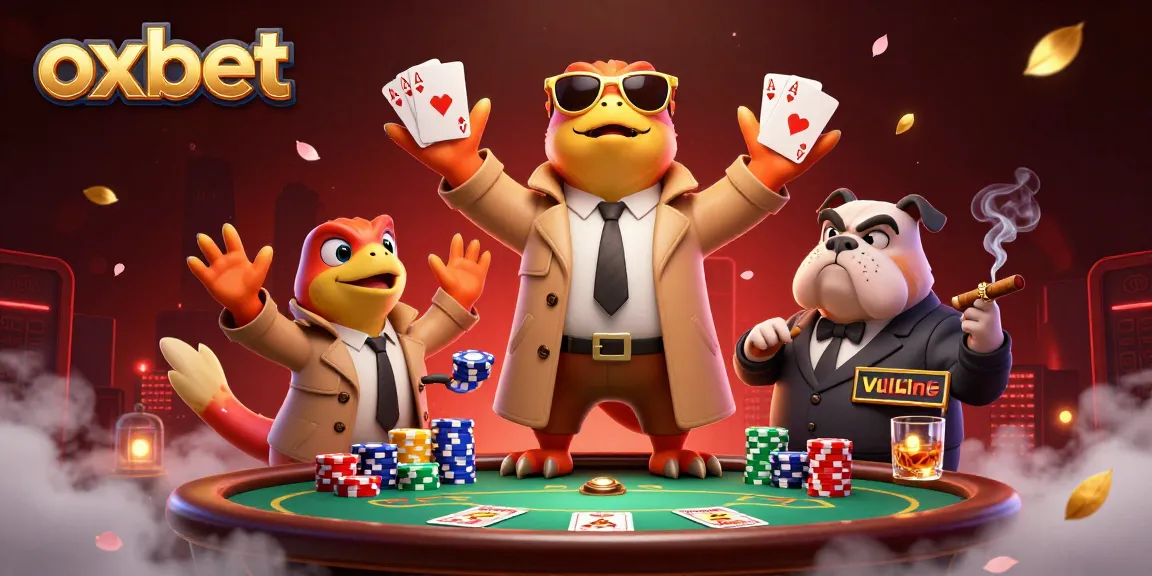 Experience fun poker action with Oxbet in a vibrant, packed casino setting.