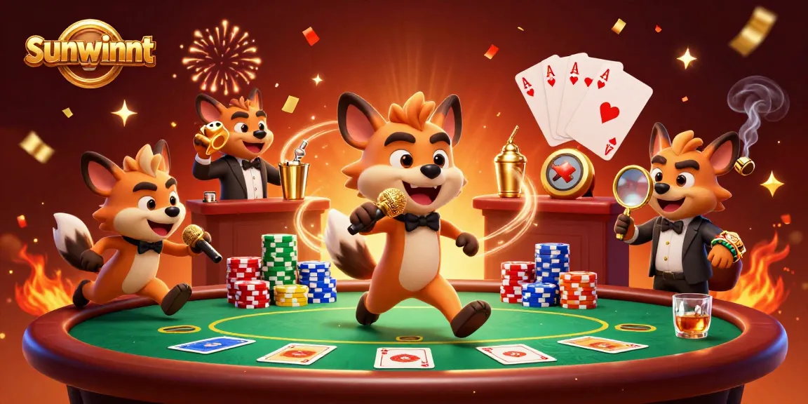 sunwinnt showcases animated hyenas in a comedic casino scene mixing drinks and telling jokes.