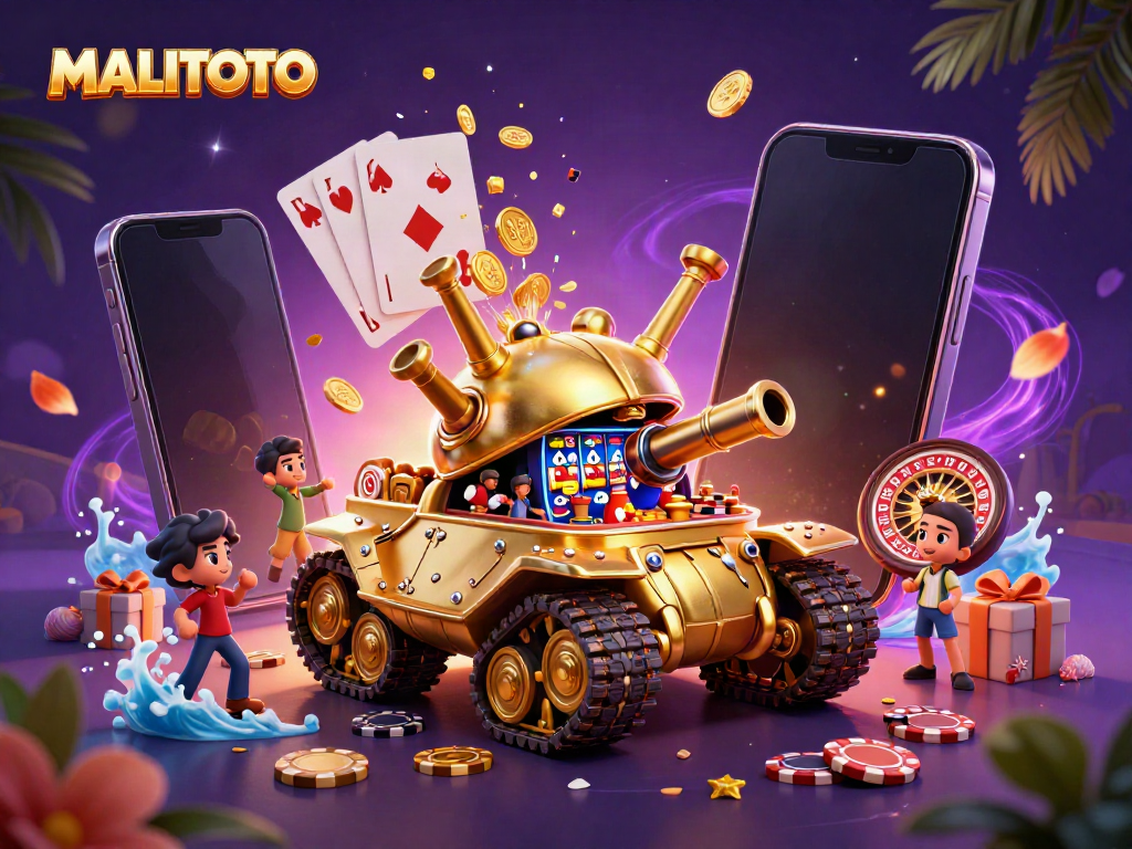 Experience MALITOTO's new vibrant casino scene with a golden beetle tank revealing a mini-game inside.