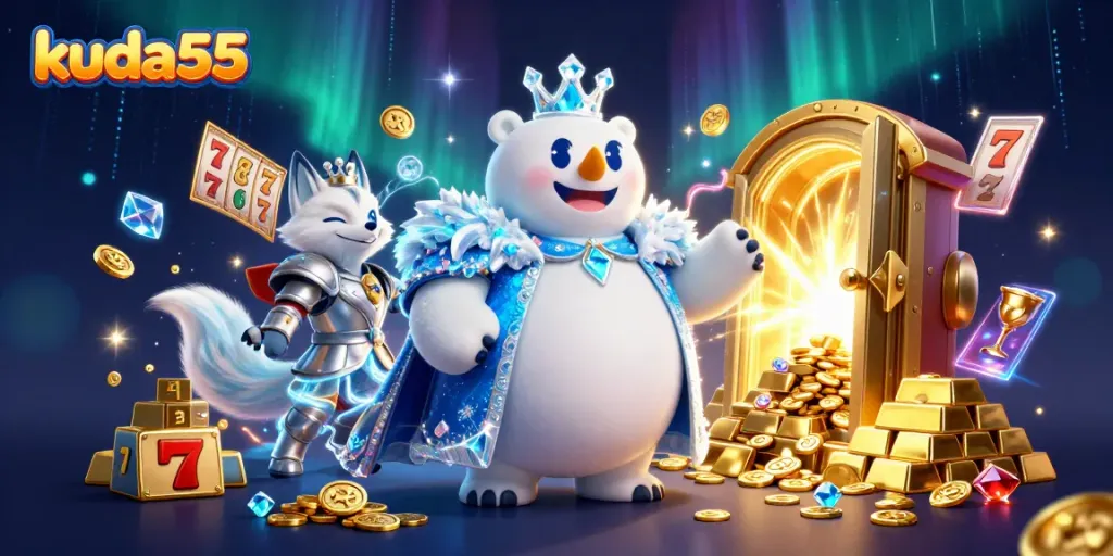 Kuda55 menghadirkan pengalaman bermain slot gacor dengan penguin raja es dan rubah bersenjatakan kekayaan dan energi aurora.
