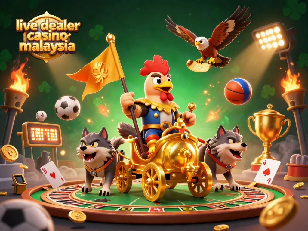 Experience the thrill of live dealer casino Malaysia with this dynamic illustration of interactive gaming.