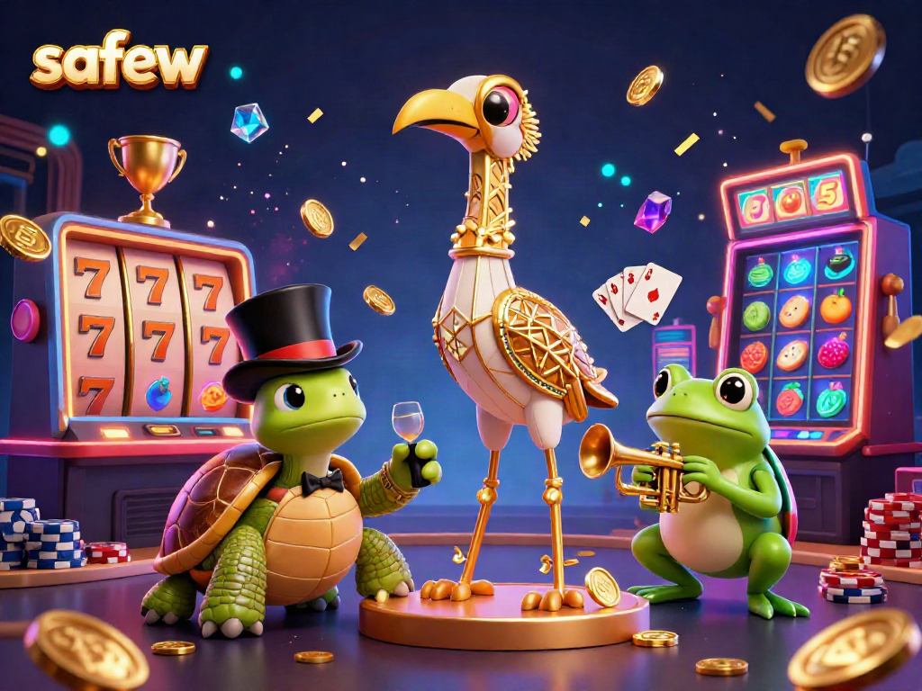 Experience safew’s secure communication in an exciting casino-themed digital illustration.