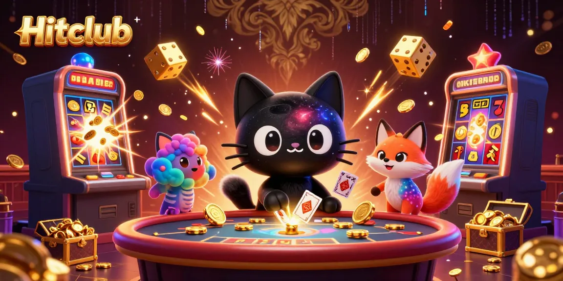 Engage with Hitclub's cosmic casino experience through vibrant 3D elements and captivating characters.