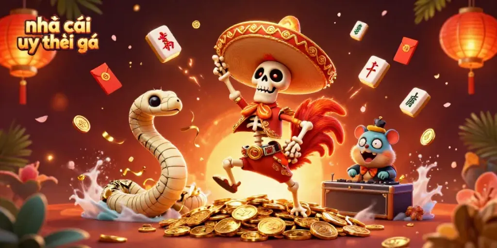 Experience the excitement of nhà cái uy tín là gì with vibrant 3D characters amidst dazzling casino elements.