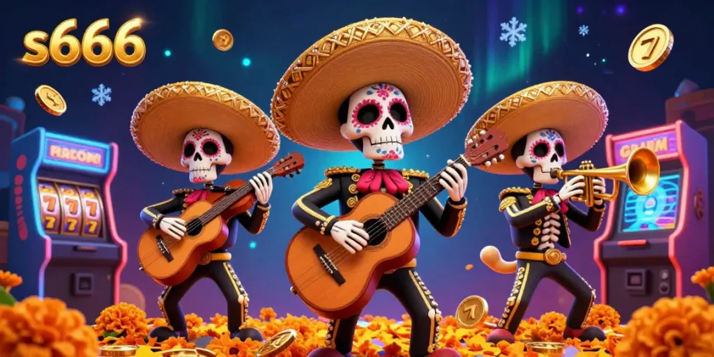 Experience the excitement at s666 casino with a lively mariachi band and vibrant game elements