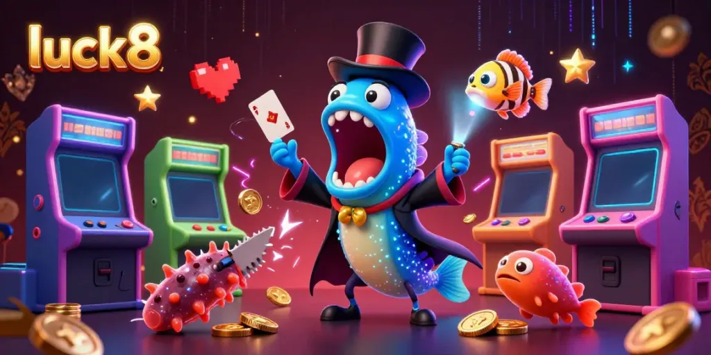 Experience luck8's vibrant casino magic with colorful characters and dazzling game elements.