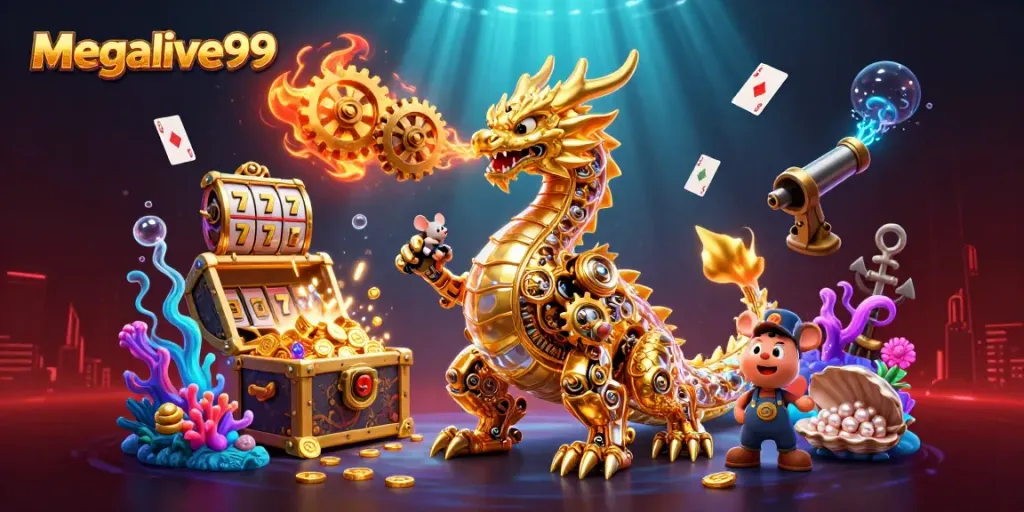 Menghadirkan tantangan judi di megalive99 dengan slot emas dan simbol keberuntungan.