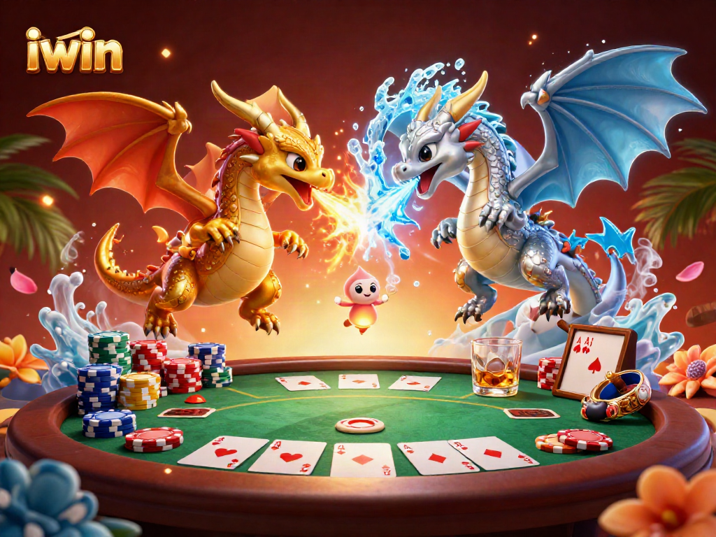 Engage with iwin's thrilling gameplay featuring dynamic dragons in a vibrant casino scene.