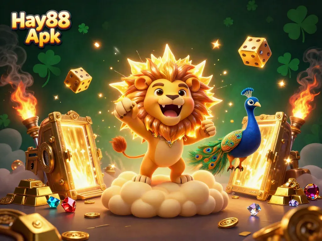 Winning big on Hay88 Apk with vibrant 3D characters and casino treasures in a dynamic scene.