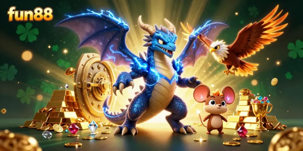 Fun88 offers thrilling online gaming experiences with vibrant casino elements and characters.