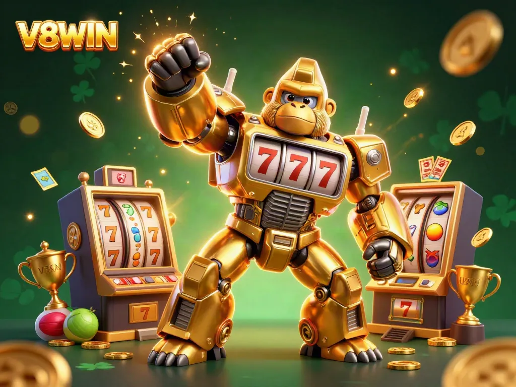 Engage with V8WIN and experience a thrilling dynamic scene in this ultra-detailed casino illustration.
