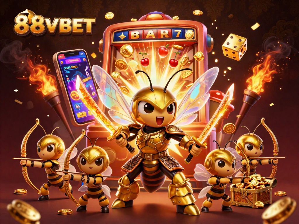 Explore the vibrant world of 88VBET with a dynamic scene of a golden hornet in samurai armor.